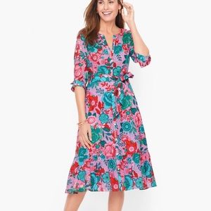 Talbots Floral Shirt Dress Skechers Blooms 3/4 Sleeve Size 18W